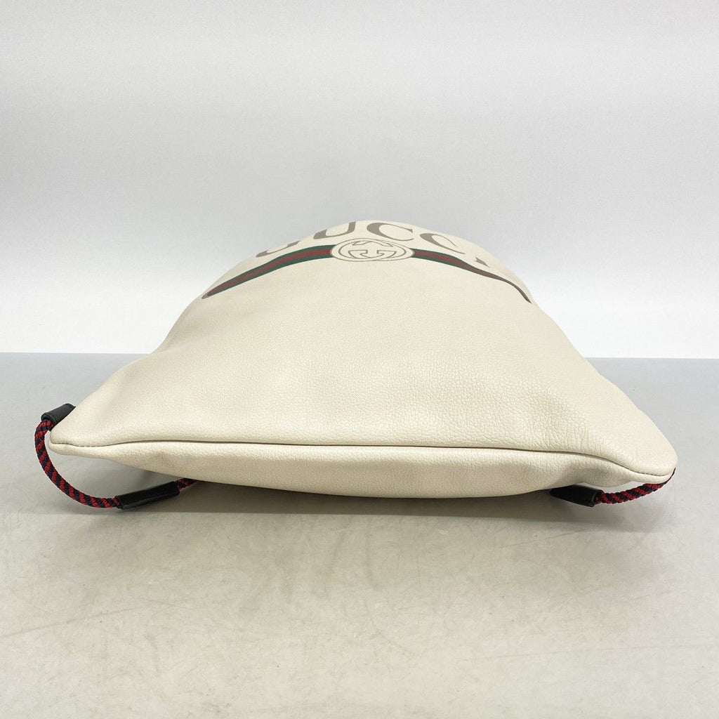 Gucci Backpack Drawstring Leather Ivory Gold — view 3
