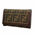 Fendi Wallet Zucca Nylon Canvas Brown Silver