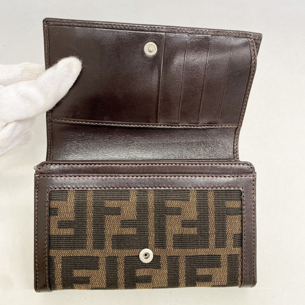 Fendi Wallet Zucca Nylon Canvas Brown Silver — view 3