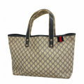 Gucci Tote GG Supreme Navy Beige Silver