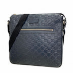 Gucci Shoulder Bag Guccissima Leather Navy Silver