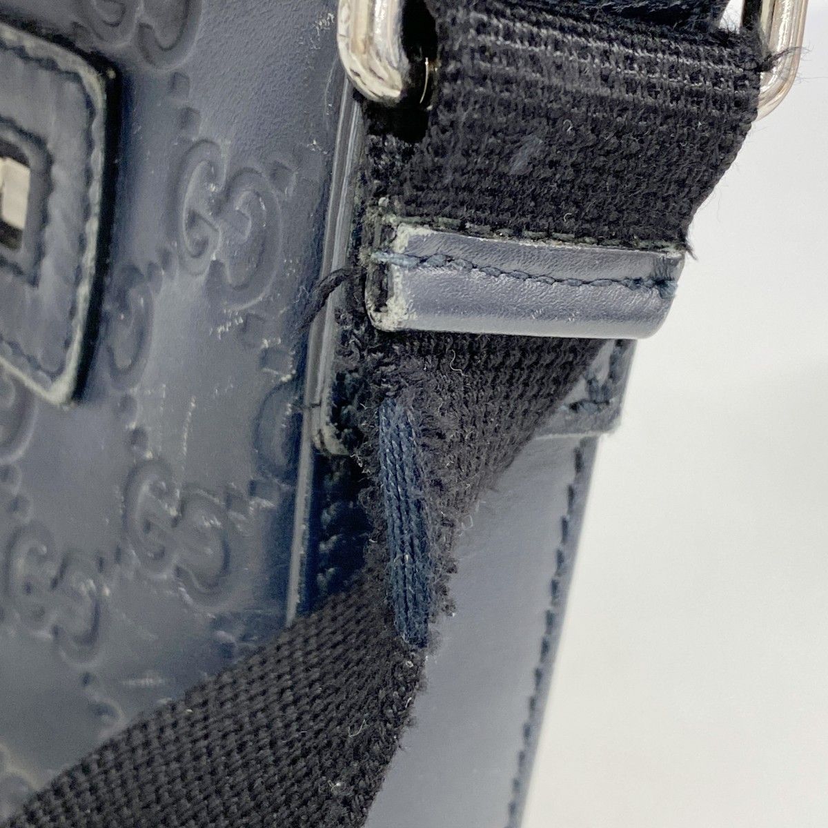 Gucci Shoulder Bag Guccissima Leather Navy Silver — view 6