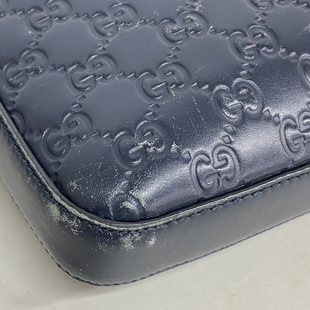 Gucci Shoulder Bag Guccissima Leather Navy Silver — view 7