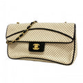 Chanel Shoulder Bag East Waist Cotton Jersey Black Ivory Gold