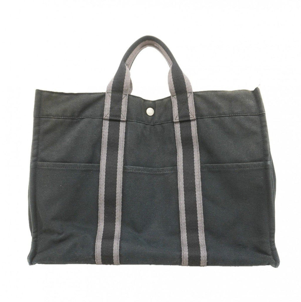 Hermes Tote Fourre Tout Canvas Black Silver