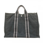 Hermes Tote Fourre Tout Canvas Black Silver