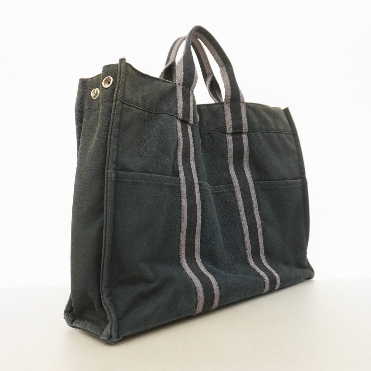 Hermes Tote Fourre Tout Canvas Black Silver — view 2