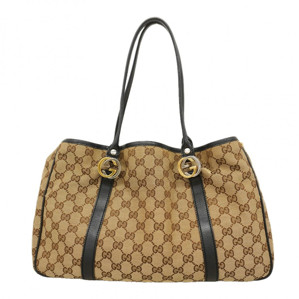 Gucci Tote GG Canvas Beige Black Gold Silver