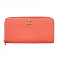 Chanel Wallet Leather Pink Silver