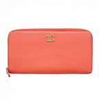 Chanel Wallet Leather Pink Silver