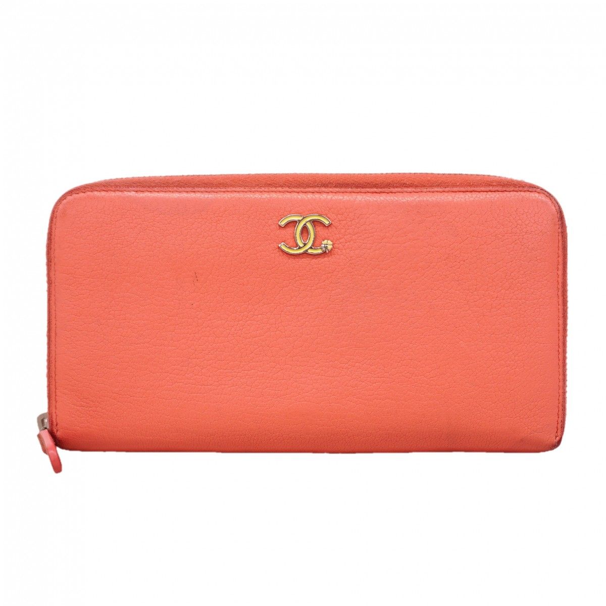 Chanel Wallet Leather Pink Silver