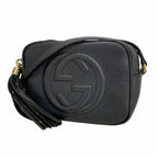 Gucci Shoulder Bag Soho Leather Black Champagne Gold