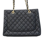 Chanel Chain Tote Quilted Caviar Leather Black Gold — view 8