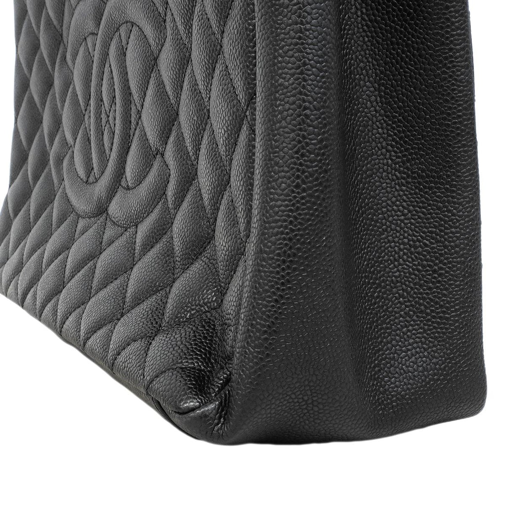 Chanel Chain Tote Quilted Caviar Leather Black Gold — view 7