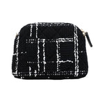Chanel Shoulder Bag Quilted Tweed Black Champagne Gold — view 6