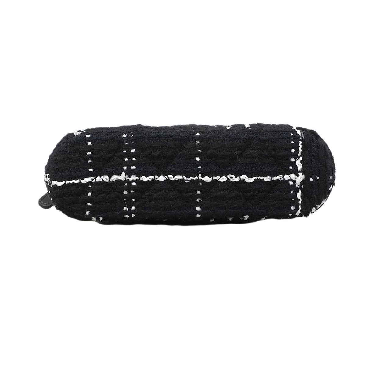 Chanel Shoulder Bag Quilted Tweed Black Champagne Gold — view 3