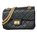 Chanel Shoulder Bag Quilted 2.55 Calfskin Black Gold
