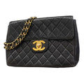 Chanel Shoulder Bag Deca Quilted Lambskin Black Gold