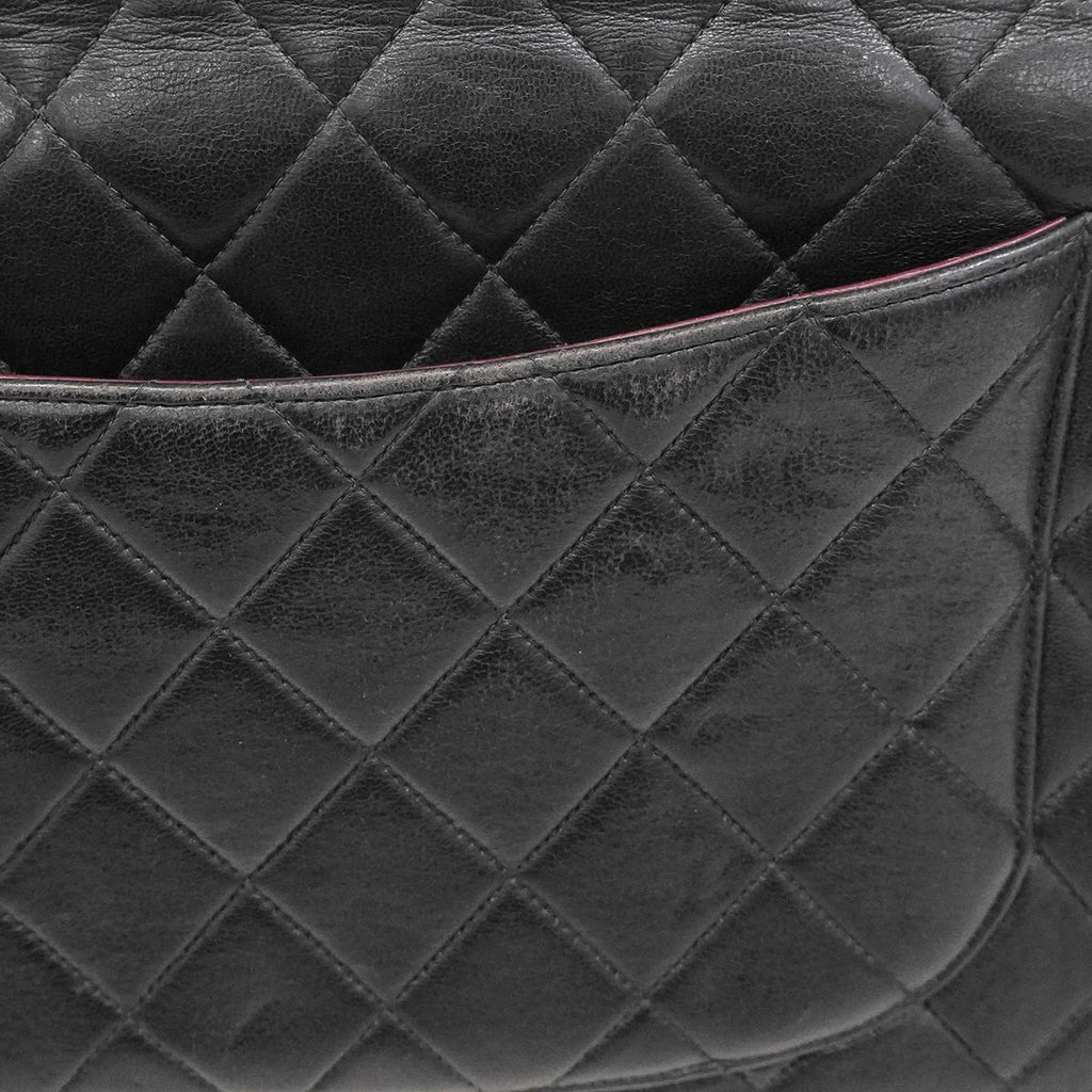 Chanel Shoulder Bag Deca Quilted Lambskin Black Gold — view 8