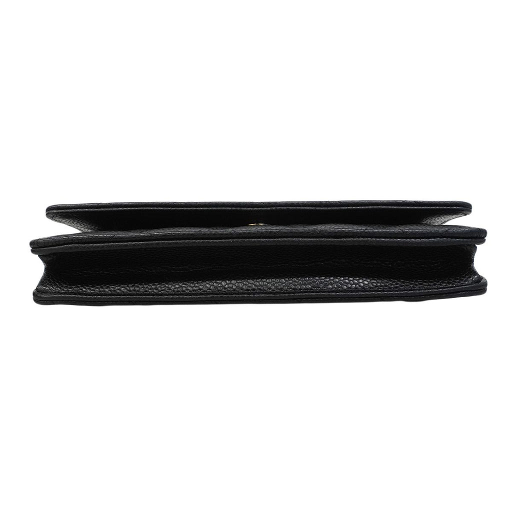 Chanel Shoulder Wallet Quilted Caviar Leather Black Gold — view 3