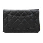 Chanel Shoulder Wallet Quilted Caviar Leather Black Gold — view 6