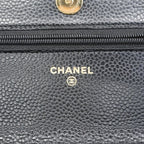 Chanel Shoulder Wallet Quilted Caviar Leather Black Gold — view 5