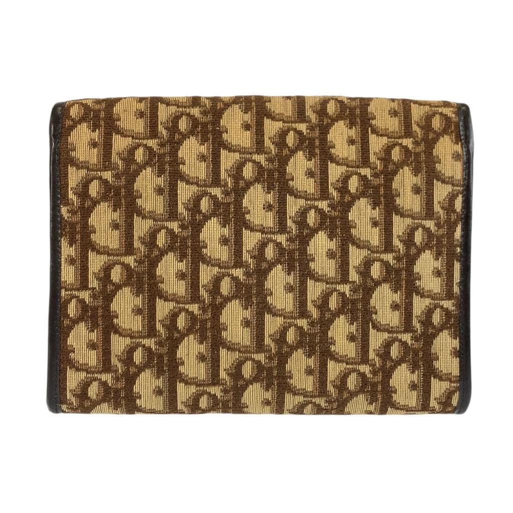 Dior Trotter Brown Beige Gold Clutch Pouch — view 2