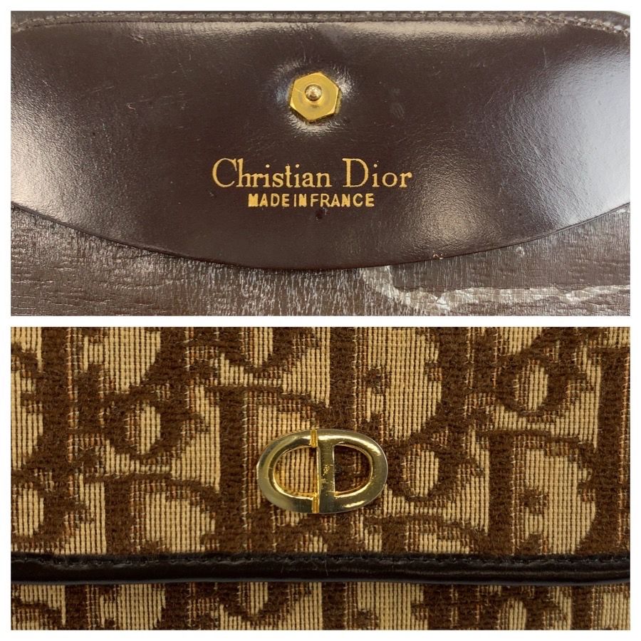 Dior Trotter Brown Beige Gold Clutch Pouch — view 3