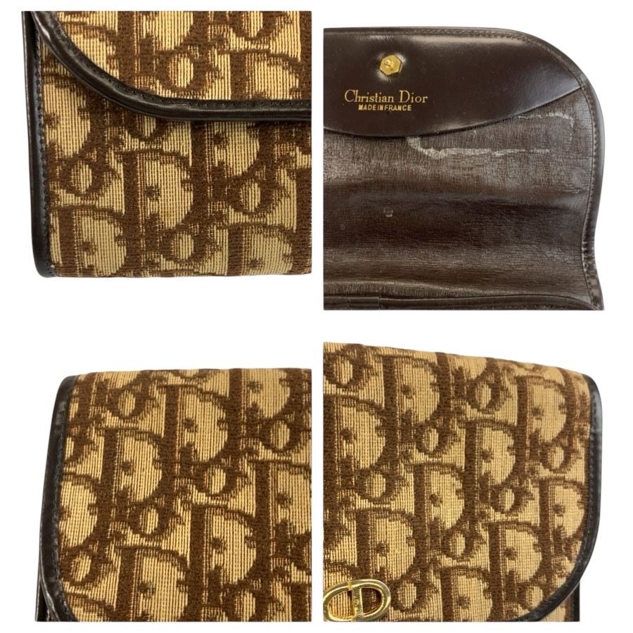 Dior Trotter Brown Beige Gold Clutch Pouch — view 5