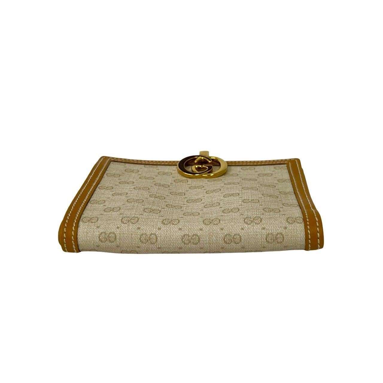 Gucci Vintage Micro GG Logo Leather Bifold Wallet Camel Ivory — view 6