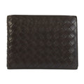 Bottega Veneta Intrecciato Brown Leather Fold Wallet Compact