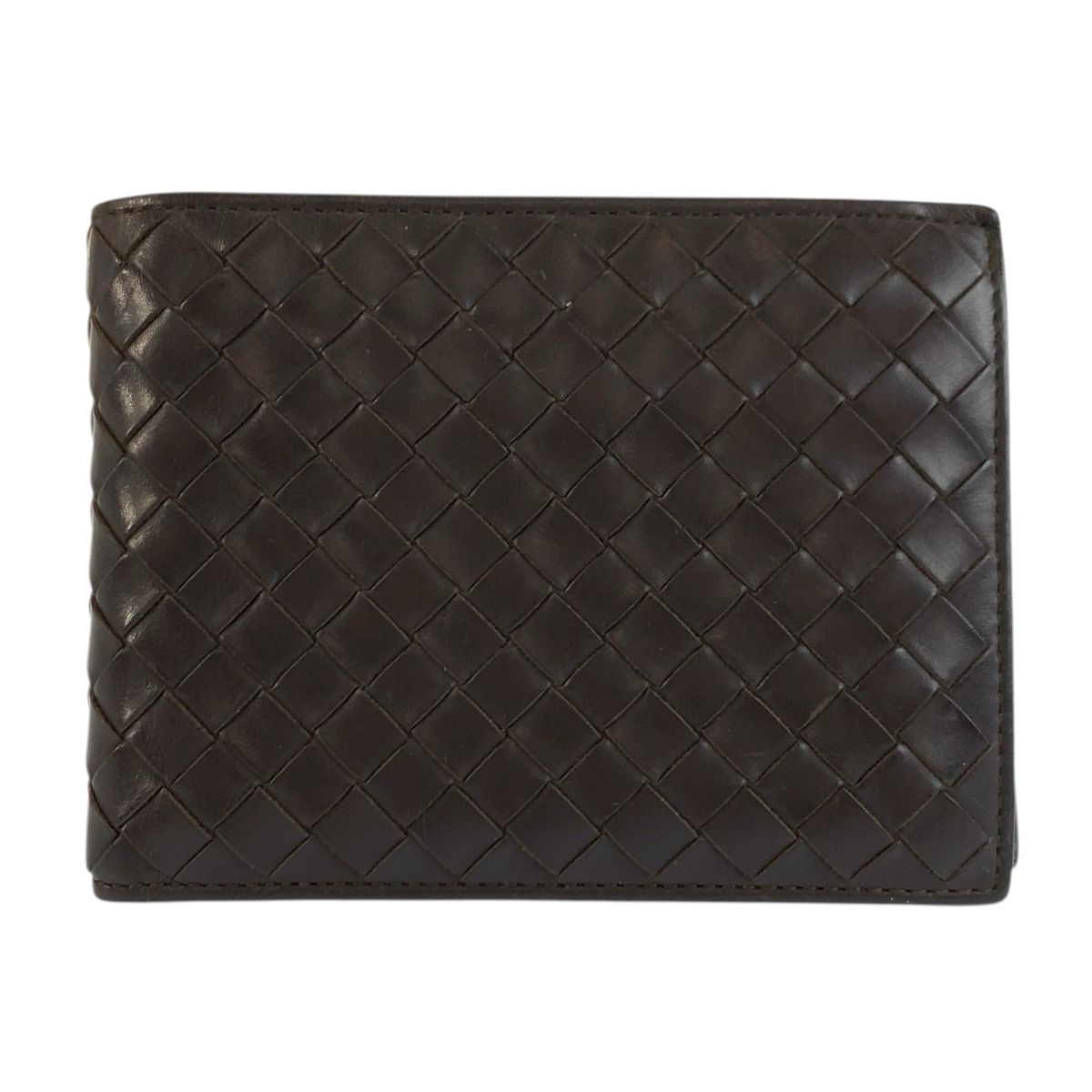 Bottega Veneta Intrecciato Brown Leather Fold Wallet Compact