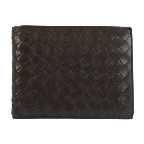Bottega Veneta Intrecciato Brown Leather Fold Wallet Compact