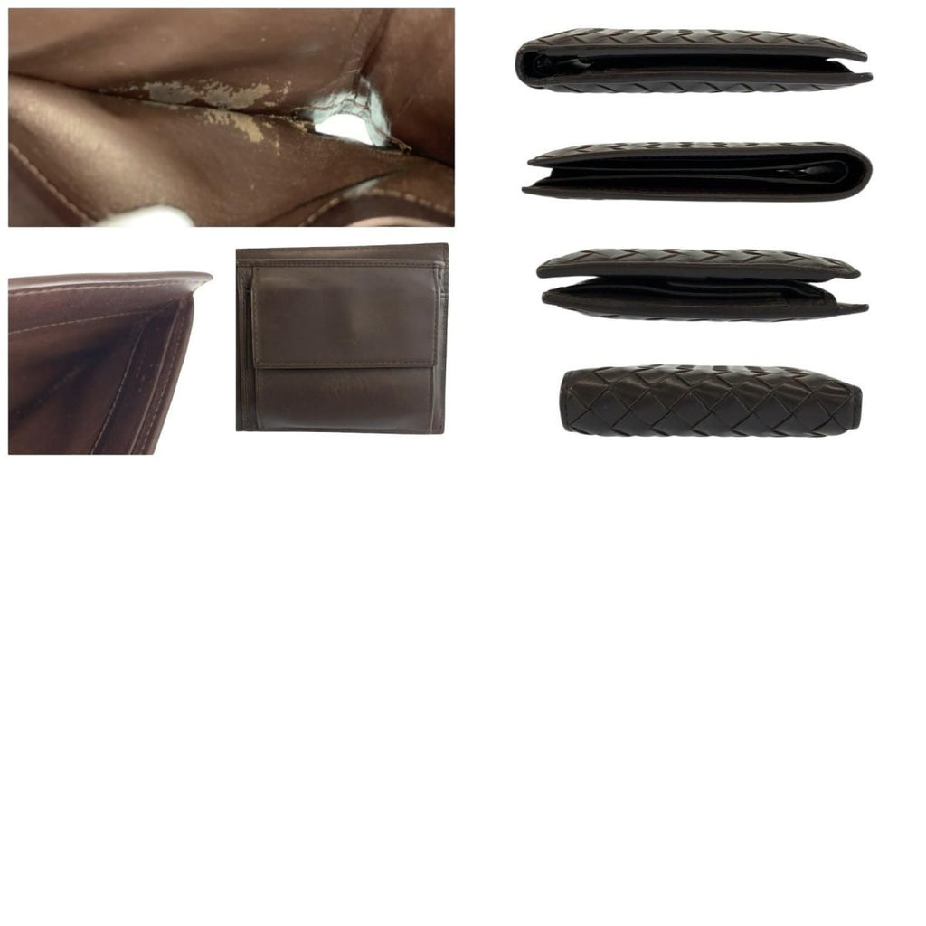 Bottega Veneta Intrecciato Brown Leather Fold Wallet Compact — view 9