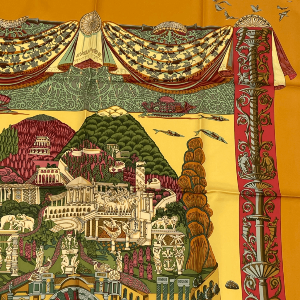 Hermes Carre 90 L Atlantide Atlantis Silk Scarf Orange — view 3