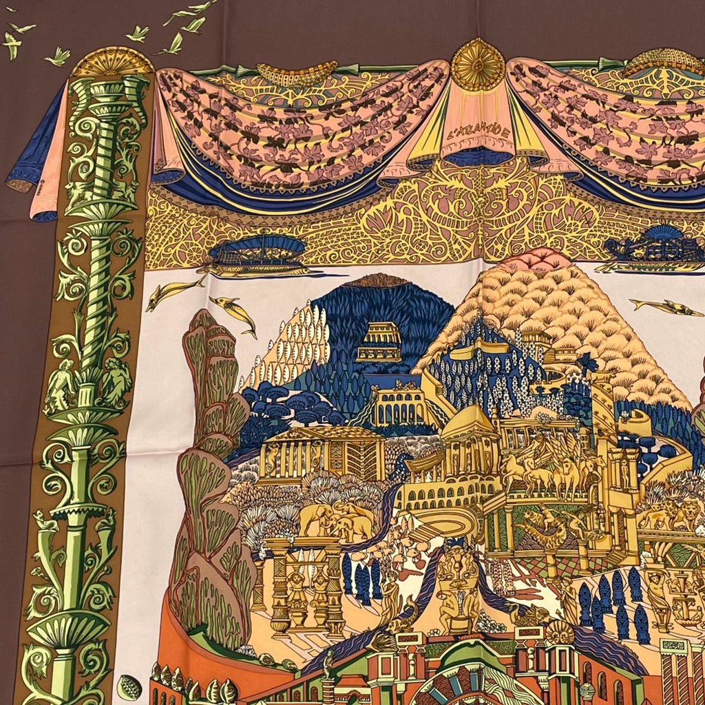 Hermes Carre 90 L Atlantide Atlantis Silk Scarf Brown — view 2