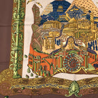 Hermes Carre 90 L Atlantide Atlantis Silk Scarf Brown — view 4