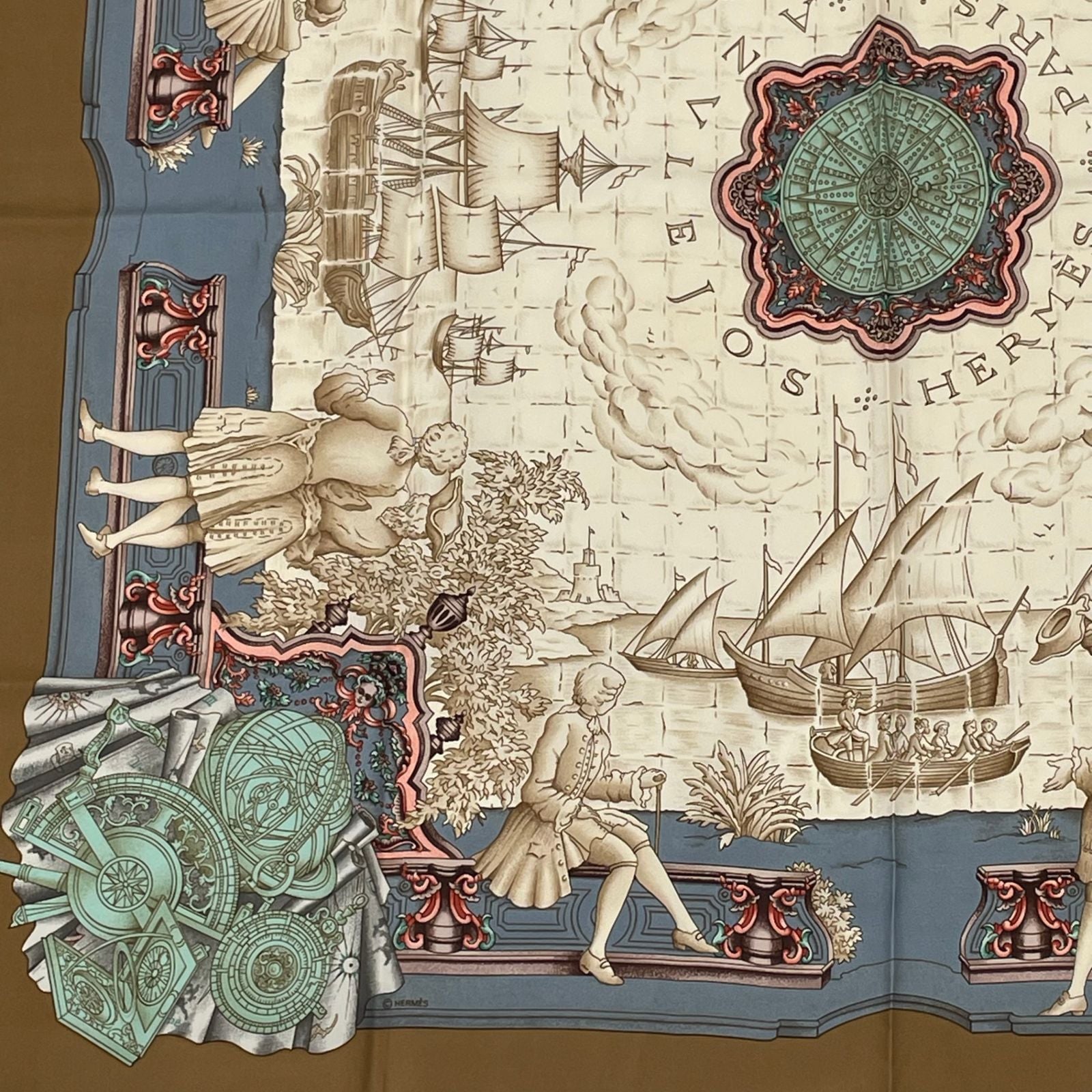 Hermes Carre 90 Azvlejos Noble Ship Scarf Silk Multicolor — view 4