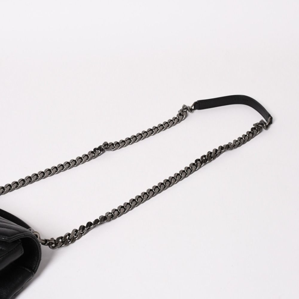 Saint Laurent Carre Shoulder Bag 2-Way Leather Black Silver — view 5