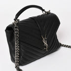 Saint Laurent Carre Shoulder Bag 2-Way Leather Black Silver — view 3