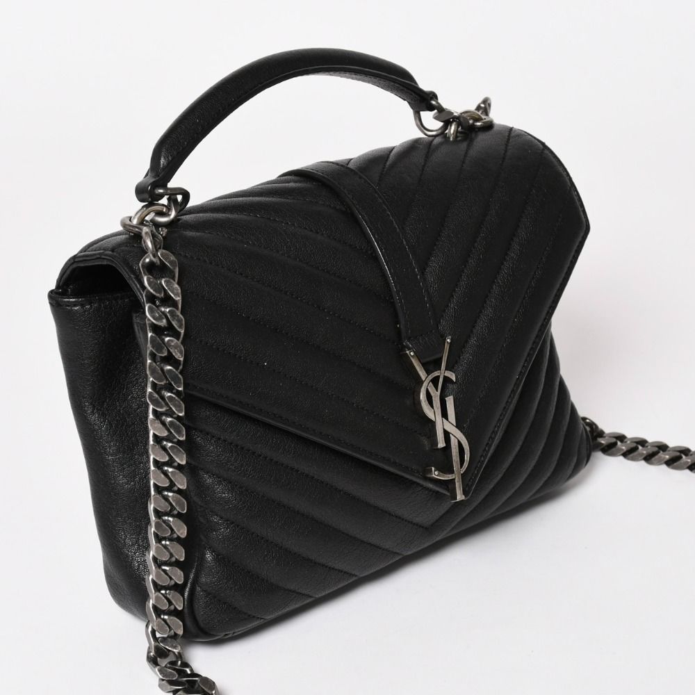 Saint Laurent Carre Shoulder Bag 2-Way Leather Black Silver — view 3