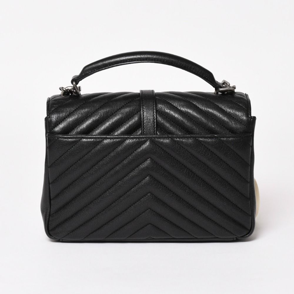 Saint Laurent Carre Shoulder Bag 2-Way Leather Black Silver — view 2