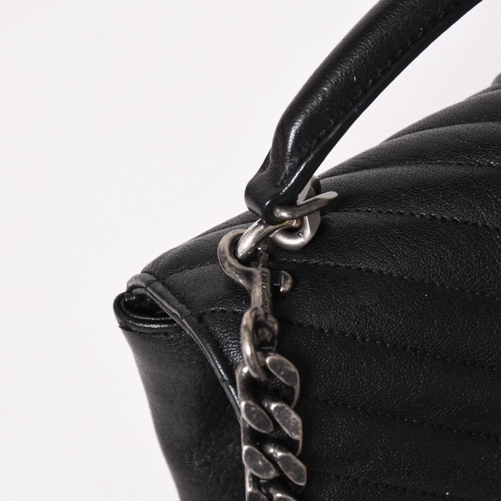Saint Laurent Carre Shoulder Bag 2-Way Leather Black Silver — view 4