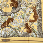Hermes Carre 90 Casse Noisette Nutcracker Squirrel Pattern Nut Scarf Silk Yellow — view 5