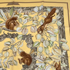 Hermes Carre 90 Casse Noisette Nutcracker Squirrel Pattern Nut Scarf Silk Yellow — view 3