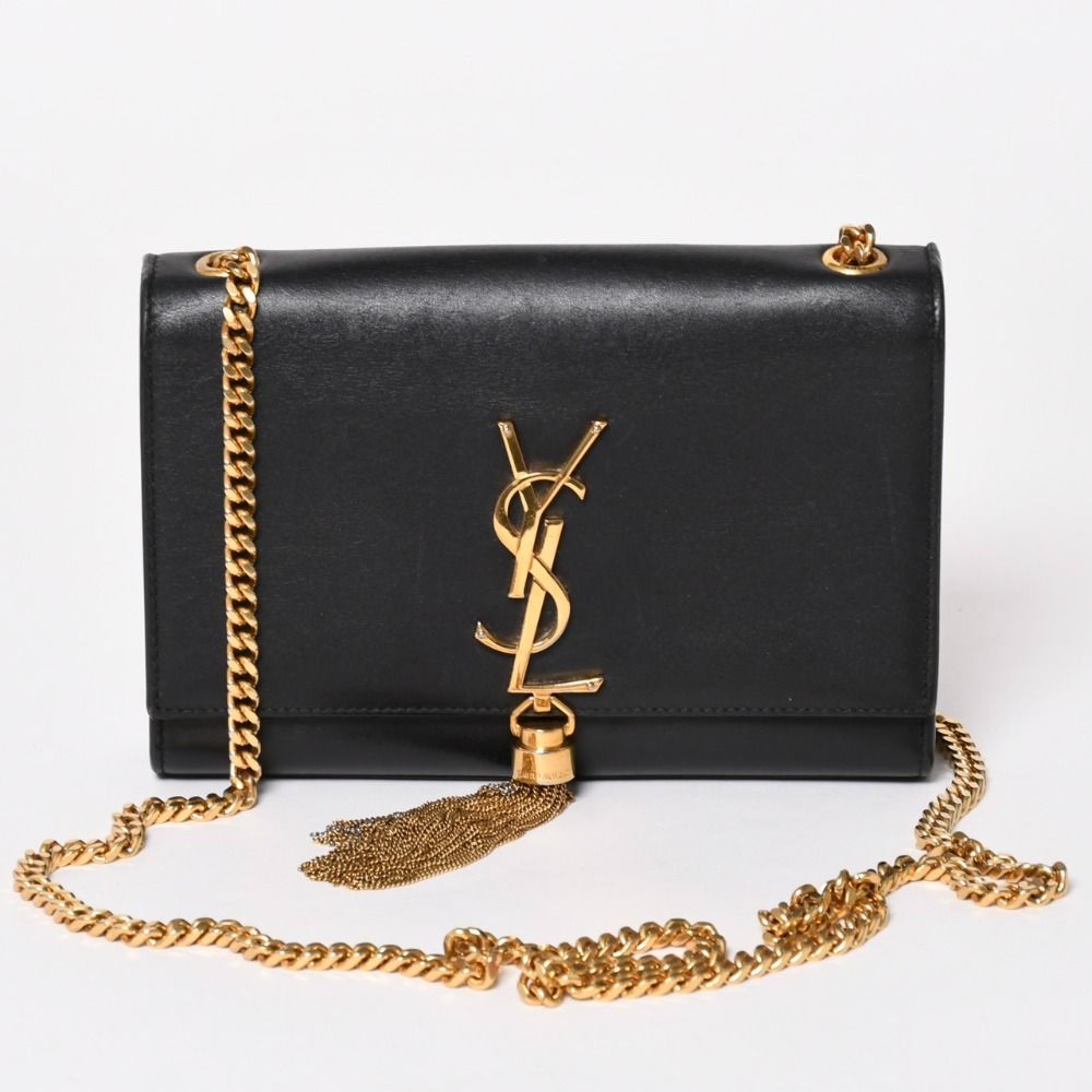 Saint Laurent Shoulder Bag Gold Black YSL Logo