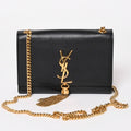 Saint Laurent Shoulder Bag Gold Black YSL Logo