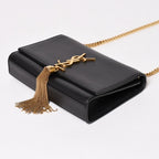 Saint Laurent Shoulder Bag Gold Black YSL Logo — view 4