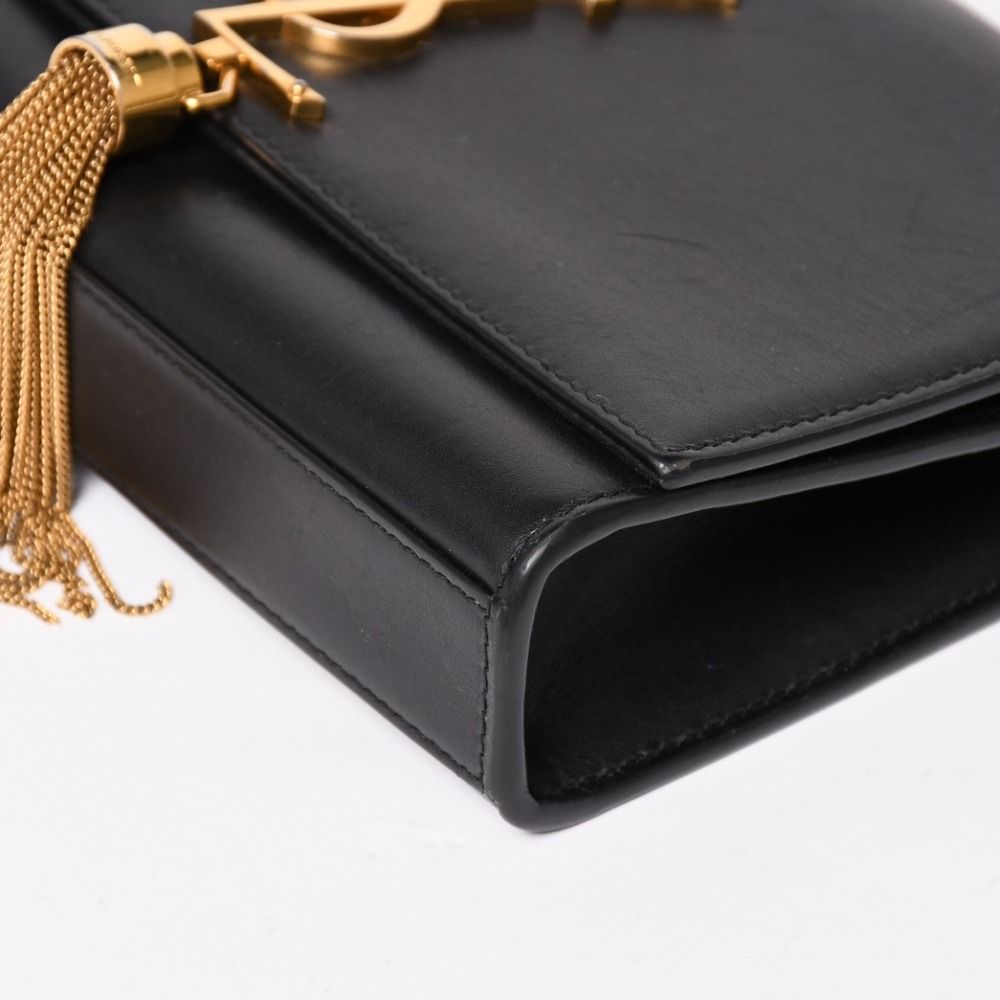 Saint Laurent Shoulder Bag Gold Black YSL Logo — view 6