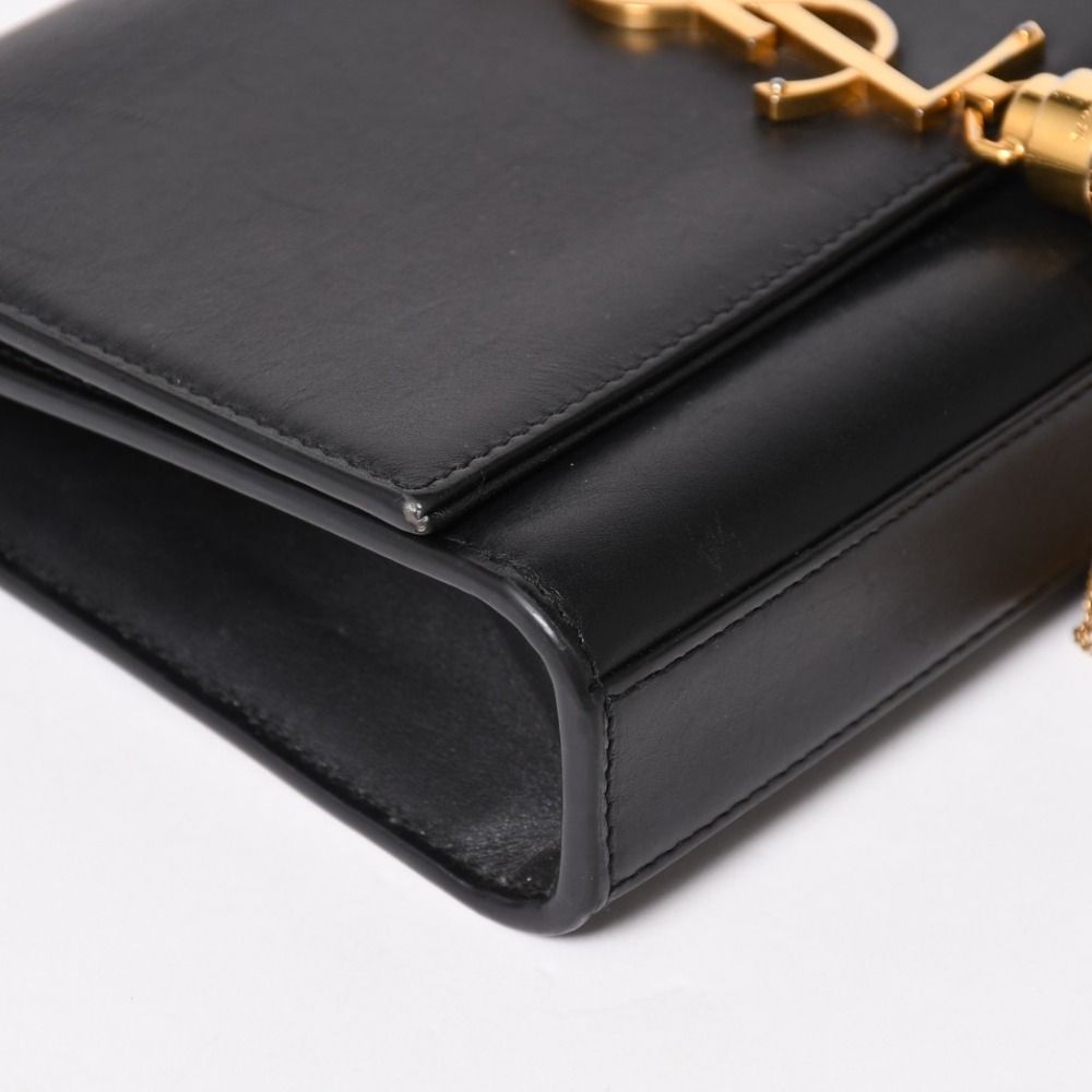 Saint Laurent Shoulder Bag Gold Black YSL Logo — view 7